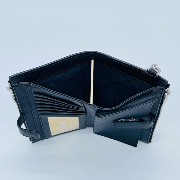 Michael Kors Large Double Zip Wallet Wristlet Black - Picture 8 of 9